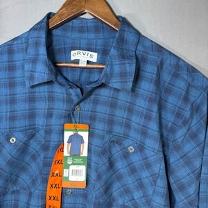 Brand New Orvis Mens XXL Plaid Short Sleeve Button Up Shirt Classic Fit Outdoor